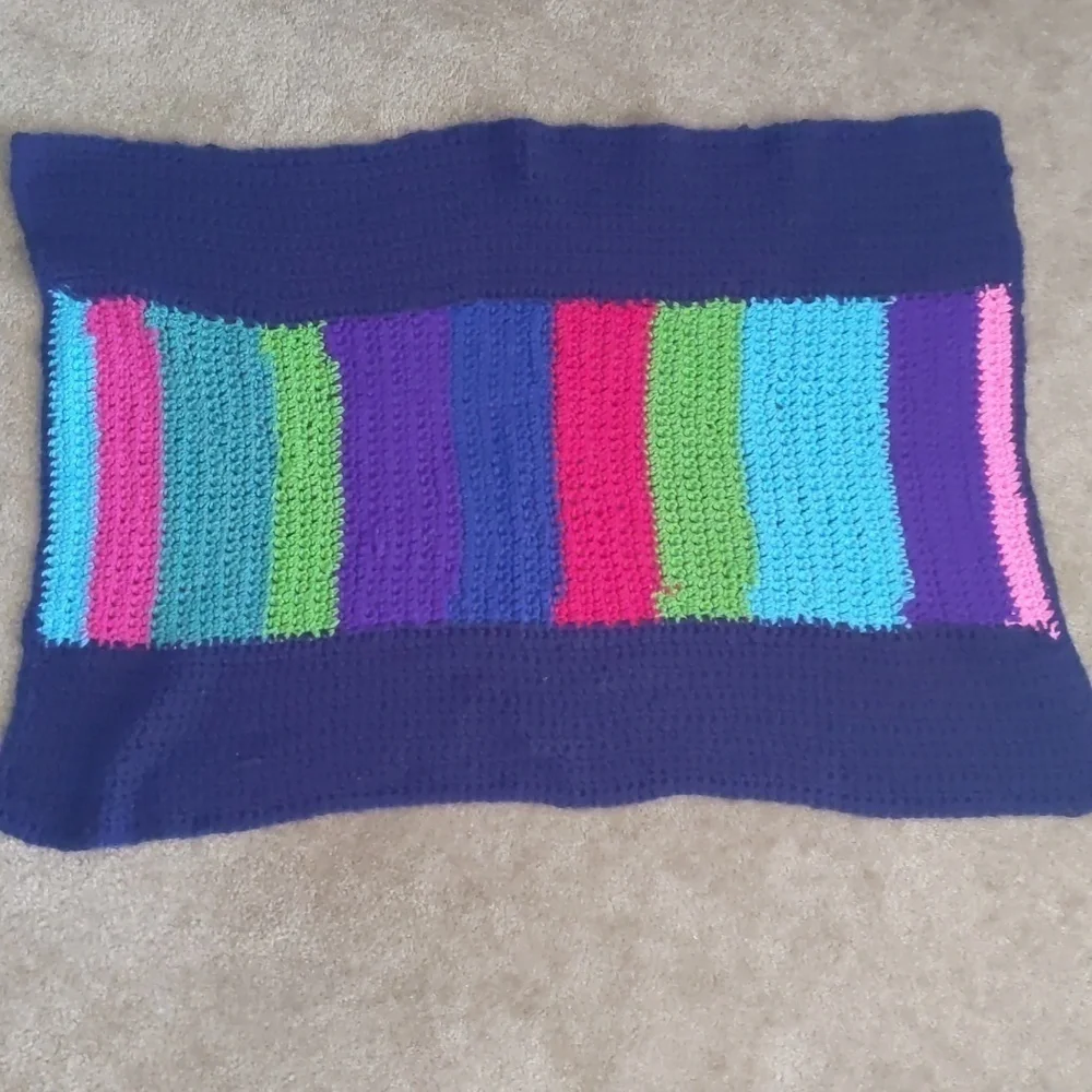 Handmade crochet lap blanket/throw. Multi color.